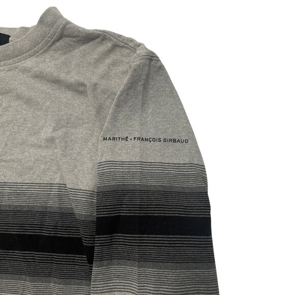 VTG Y2K 90's MFG Marithe Francois Girbaud Grey Striped Pullover Sweater XL - Picture 3 of 4